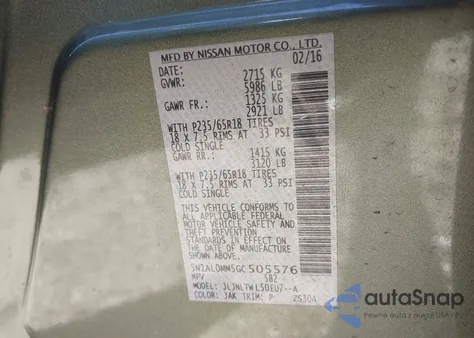 2016 Infiniti Qx60 from USA, damaged, VIN 5N1AL0MM5GC505576